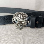 Tłoczenie roślinne czarna skóra Full Grain – pasek skórzany GOTHIC 4 mm Rob Robi