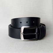 Pasek skórzany klasyczny 40 mm czarny – lita skóra Full Grain gładka, klamra szczotkowana srebrna, Rob Robi
