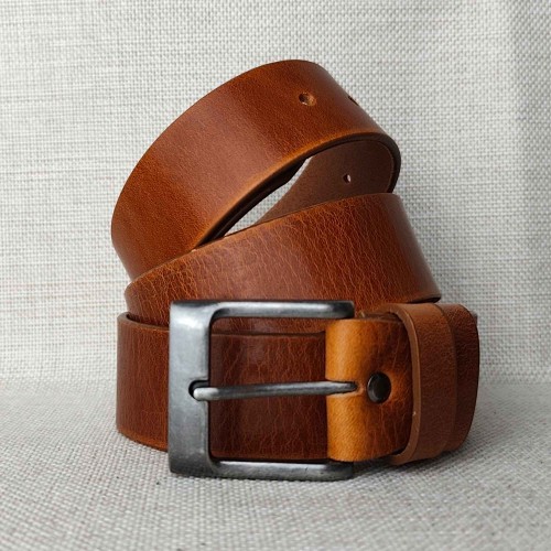 Pasek skórzany klasyczny 40 mm brązowy – lita skóra Full Grain gładka, klamra gunmetal, Rob Robi