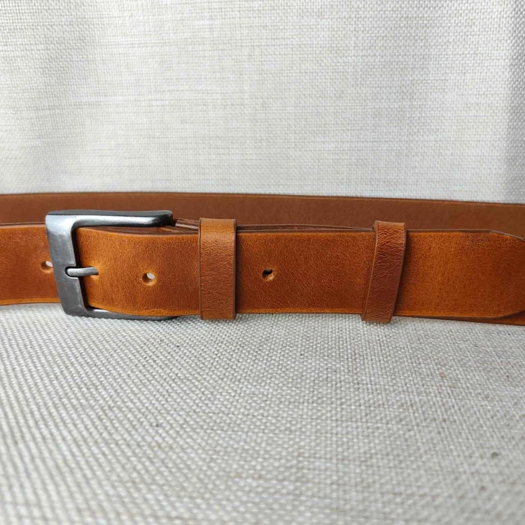 Gładka lita skóra Full Grain brązowa – pasek skórzany klasyczny 40 mm Rob Robi