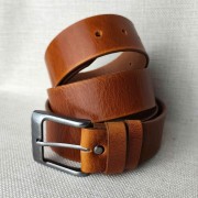 Gładka lita skóra Full Grain brązowa, olejowana – pasek skórzany klasyczny 40 mm Rob Robi