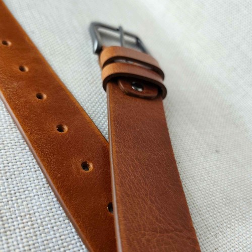 Klamra z językiem gunmetal – pasek skórzany brązowy 40 mm Full Grain Rob Robi