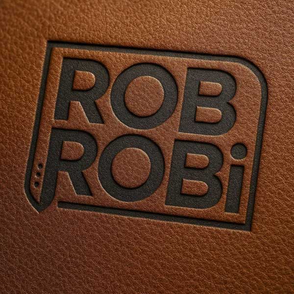 Skóra naturalna tłoczona -logo Rob Robi